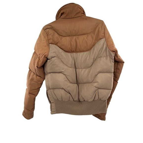 Jansport Mens Vintage Two-Tone Puffer Jacket With Corduroy Collar Medium - Picture 2 of 12